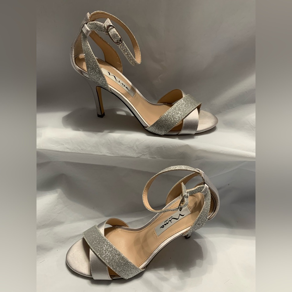 Silver Ankle Strap Heels